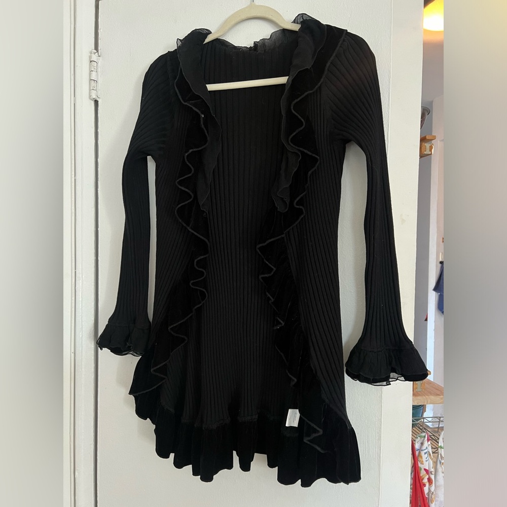 Black vintage frill trim sweater